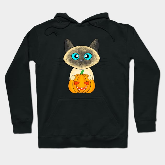 Halloween cute cat pumpkin Hoodie by ArtDigitalWings